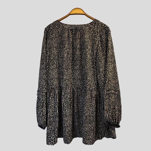 Reitmans Women’s Top XL Black White Polka Dots Tunic Length Long Sleeves - Picture 7 of 9